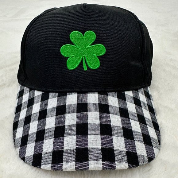 Shamrock Adjustable Cap Hat Adult Unisex Black Checkerboard Bill Gertex - Picture 1 of 9